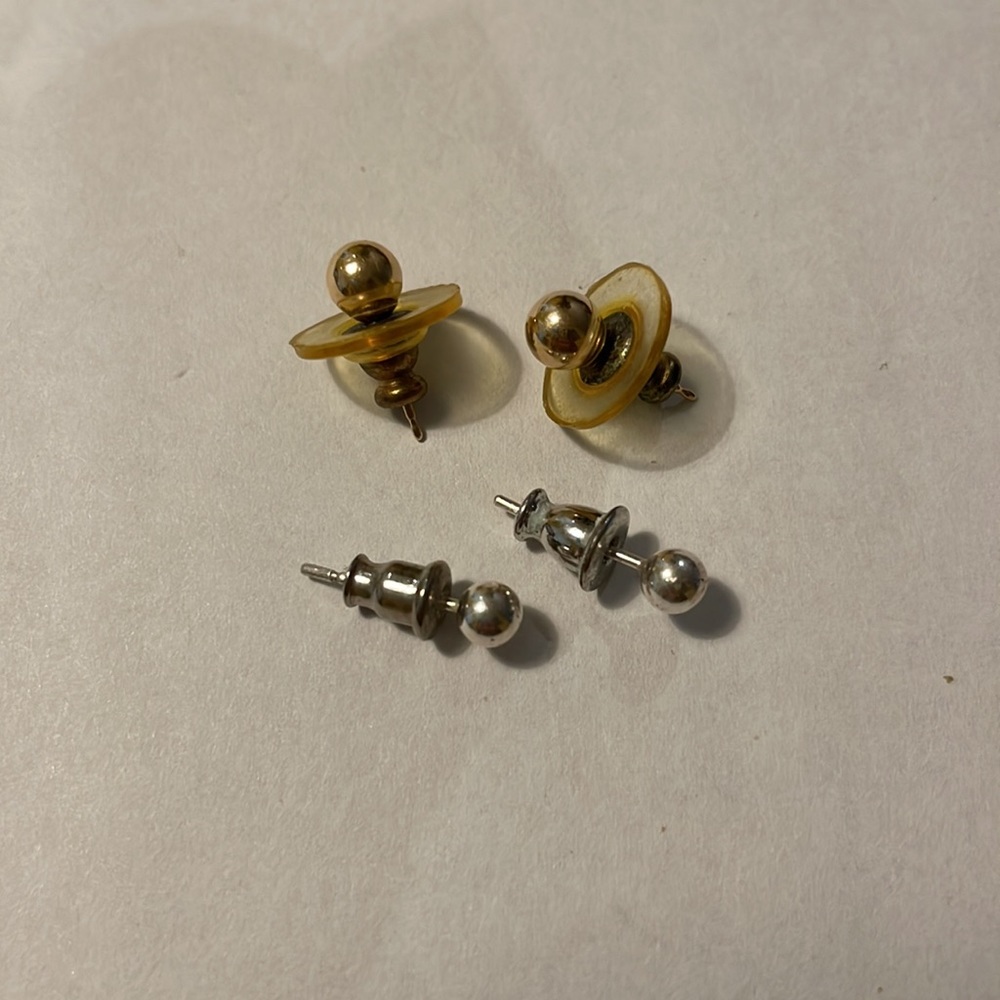 Metallic silver gold ball stud earring bundle - Picture 2 of 3